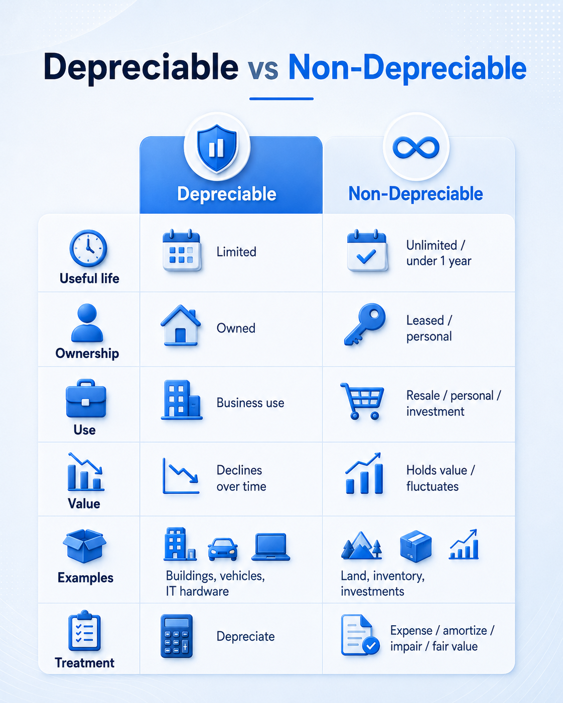 Depreciable vs Non Depreciable