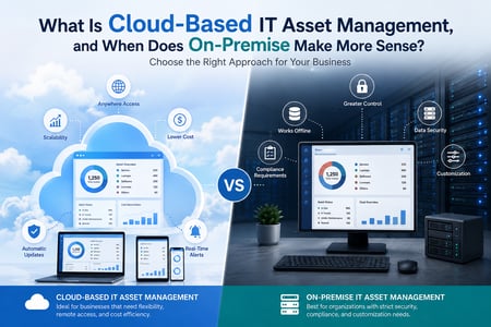 Compare cloud-based vs. on-premise IT asset management, including costs, security, multi-site access, offline scanning, and when each model makes sense.